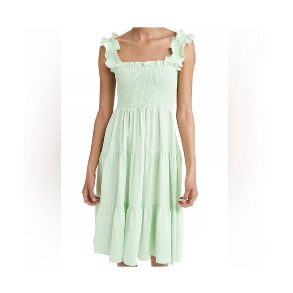 Amanda Uprichard Adelene Green Flutter Sleeve Sundress size L - Picture 1 of 10
